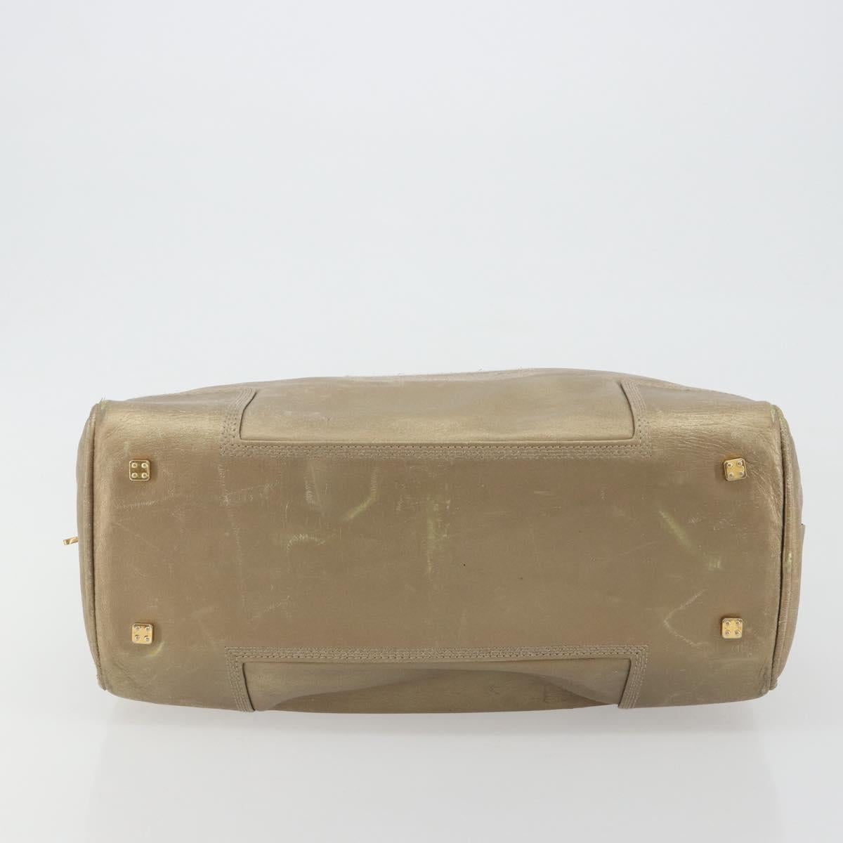 LOEWE Anagram Amazona 36 Hand Bag Leather Gold Auth 190941