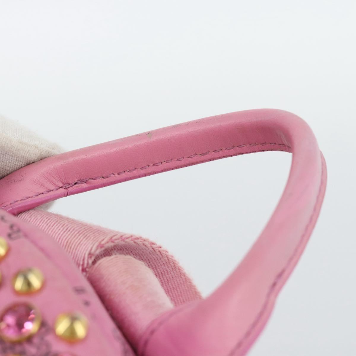MCM Vicetos Logogram Studs Backpack Leather Pink Gold Auth 190946