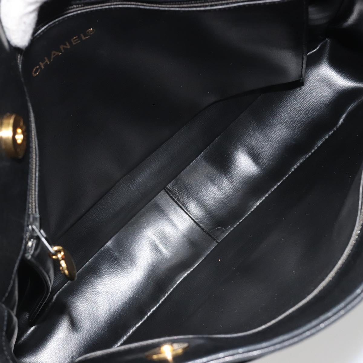 CHANEL COCO Mark Tote Bag Leather Black Gold CC Auth 190947SAV