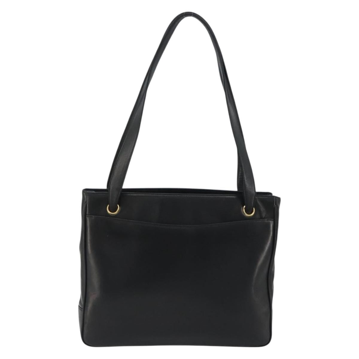 CHANEL COCO Mark Tote Bag Leather Black Gold CC Auth 190947SAV