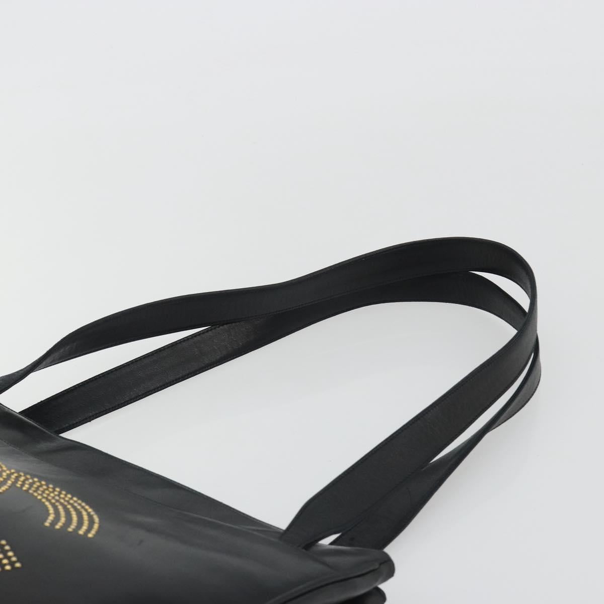 CHANEL COCO Mark Tote Bag Leather Black Gold CC Auth 190947SAV
