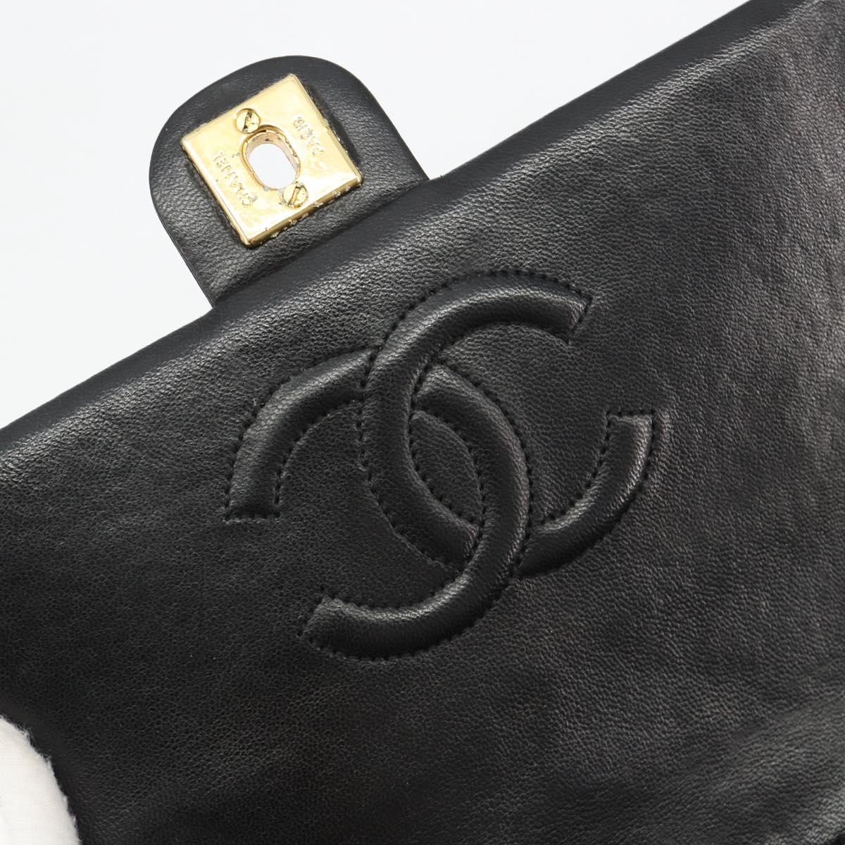 CHANEL Matelasse 20 Chain Shoulder Bag Lamb Skin Black Gold CC Auth 190950SAM
