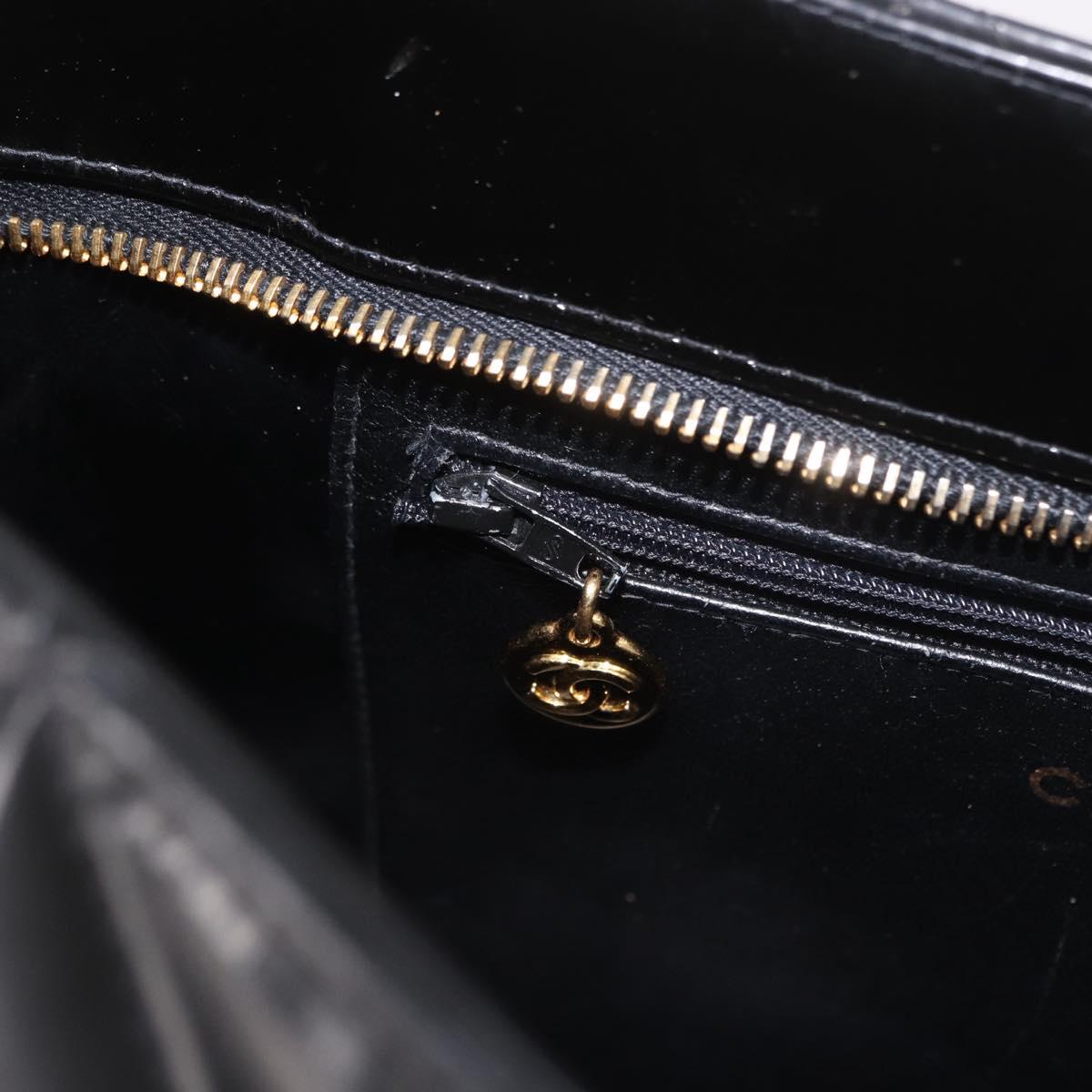 CHANEL Reissue Tote Bag Patent Black Gold CC Auth 190951