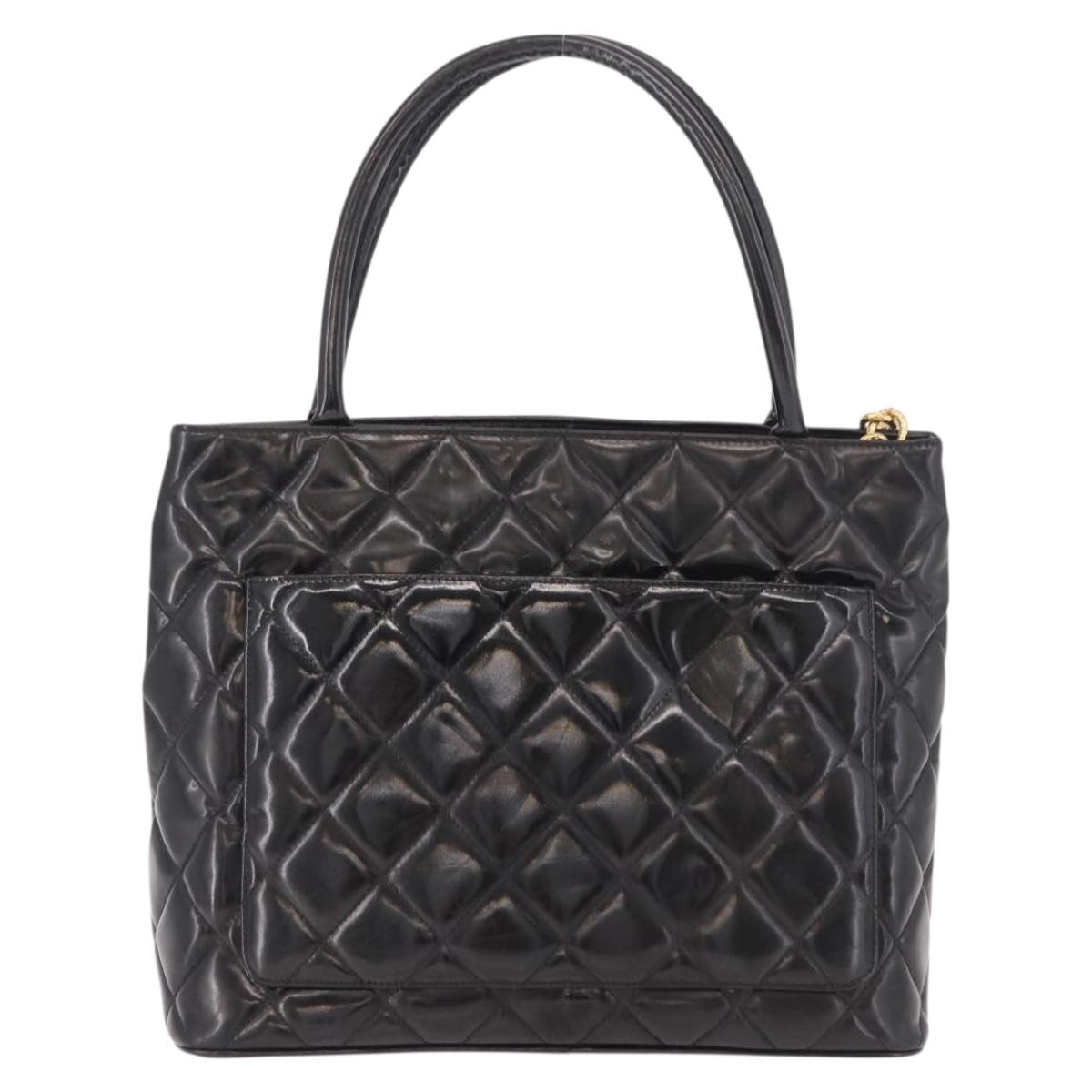 CHANEL Reissue Tote Bag Patent Black Gold CC Auth 190951