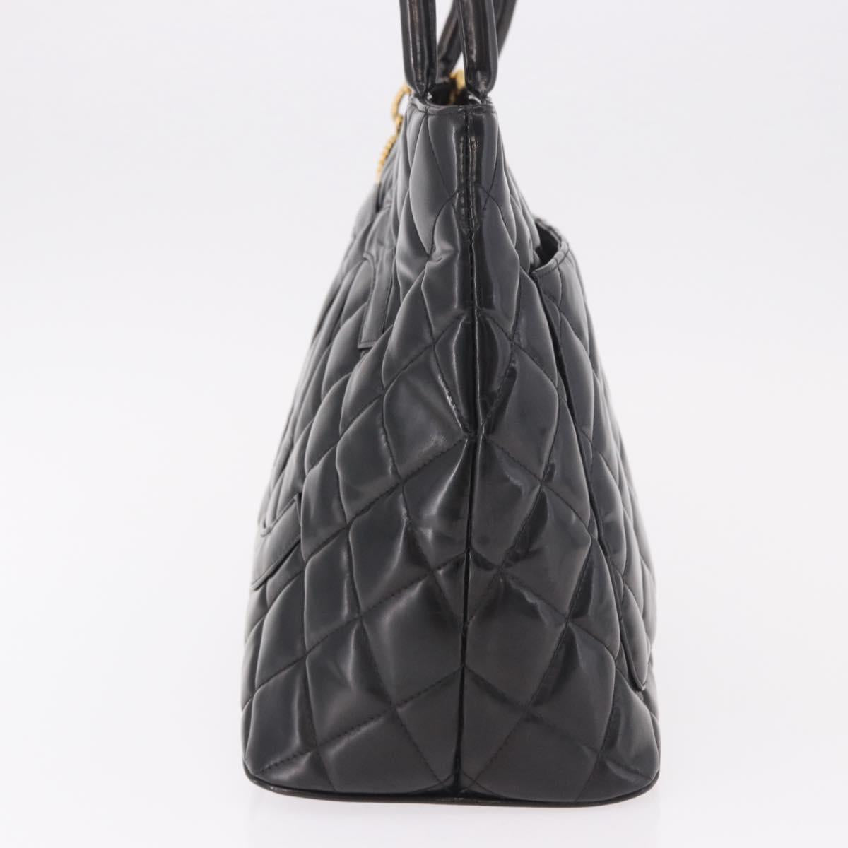 CHANEL Reissue Tote Bag Patent Black Gold CC Auth 190951