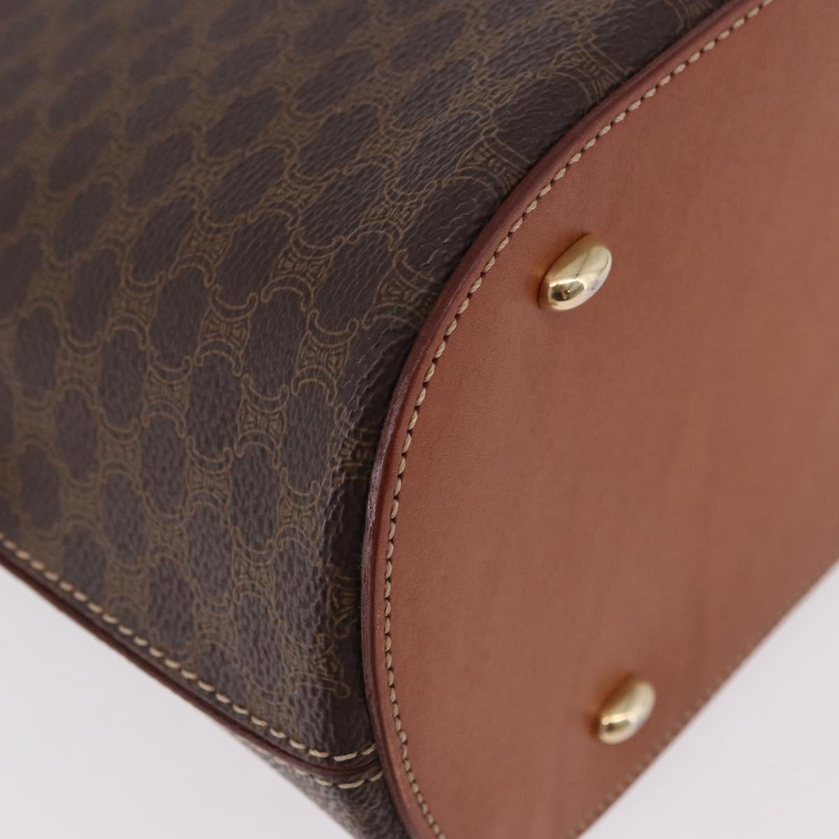 CELINE Macadam Hand Bag PVC Leather Brown Gold Auth 190952A