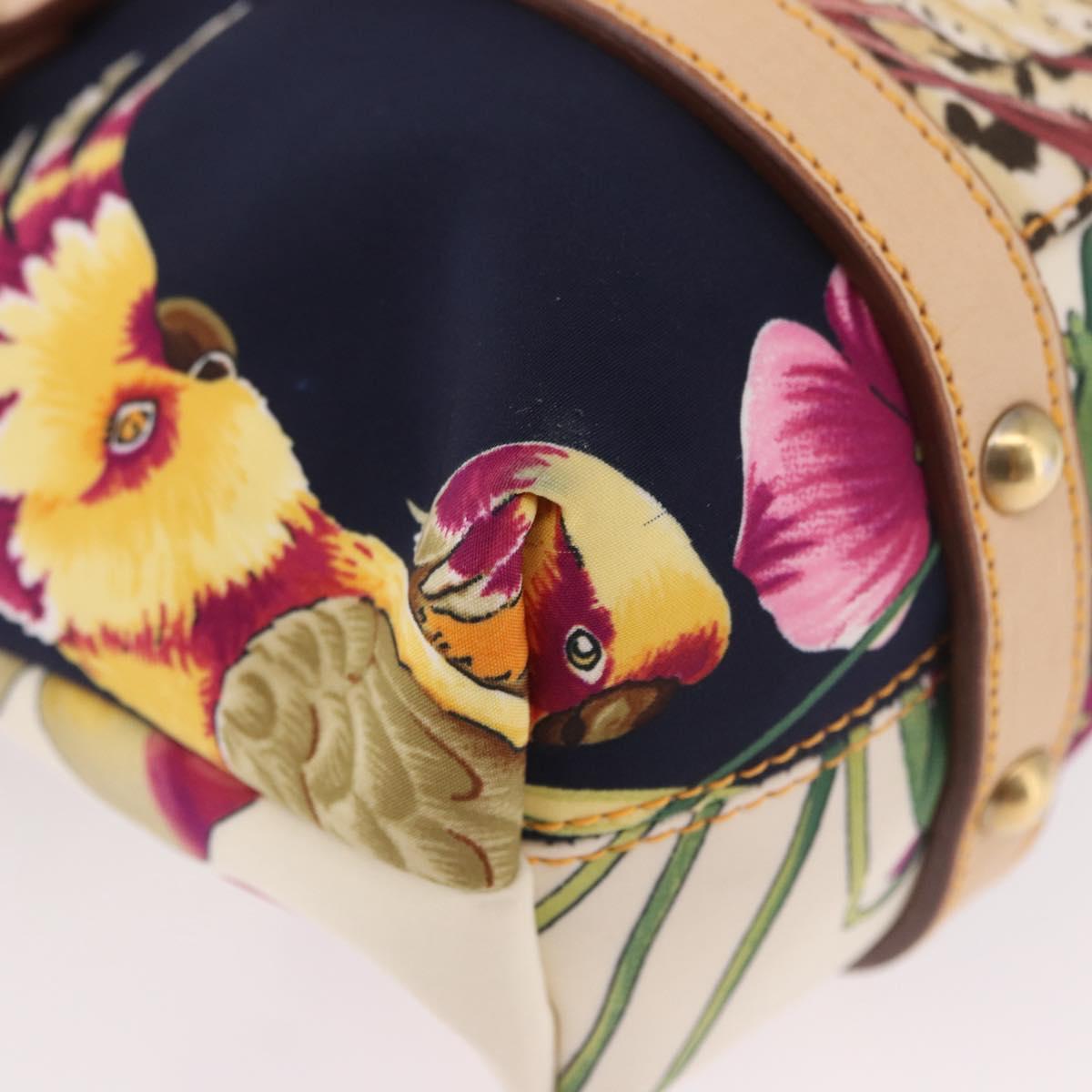 Salvatore Ferragamo Hand Bag Canvas Multicolor Gold Auth 190954