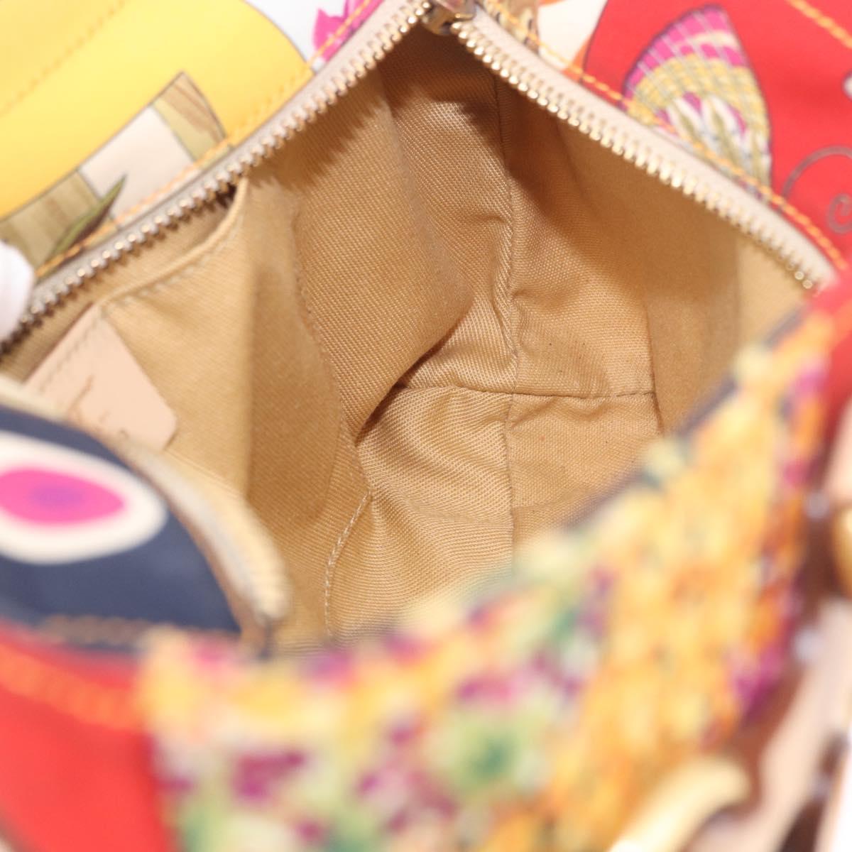 Salvatore Ferragamo Hand Bag Canvas Multicolor Gold Auth 190954