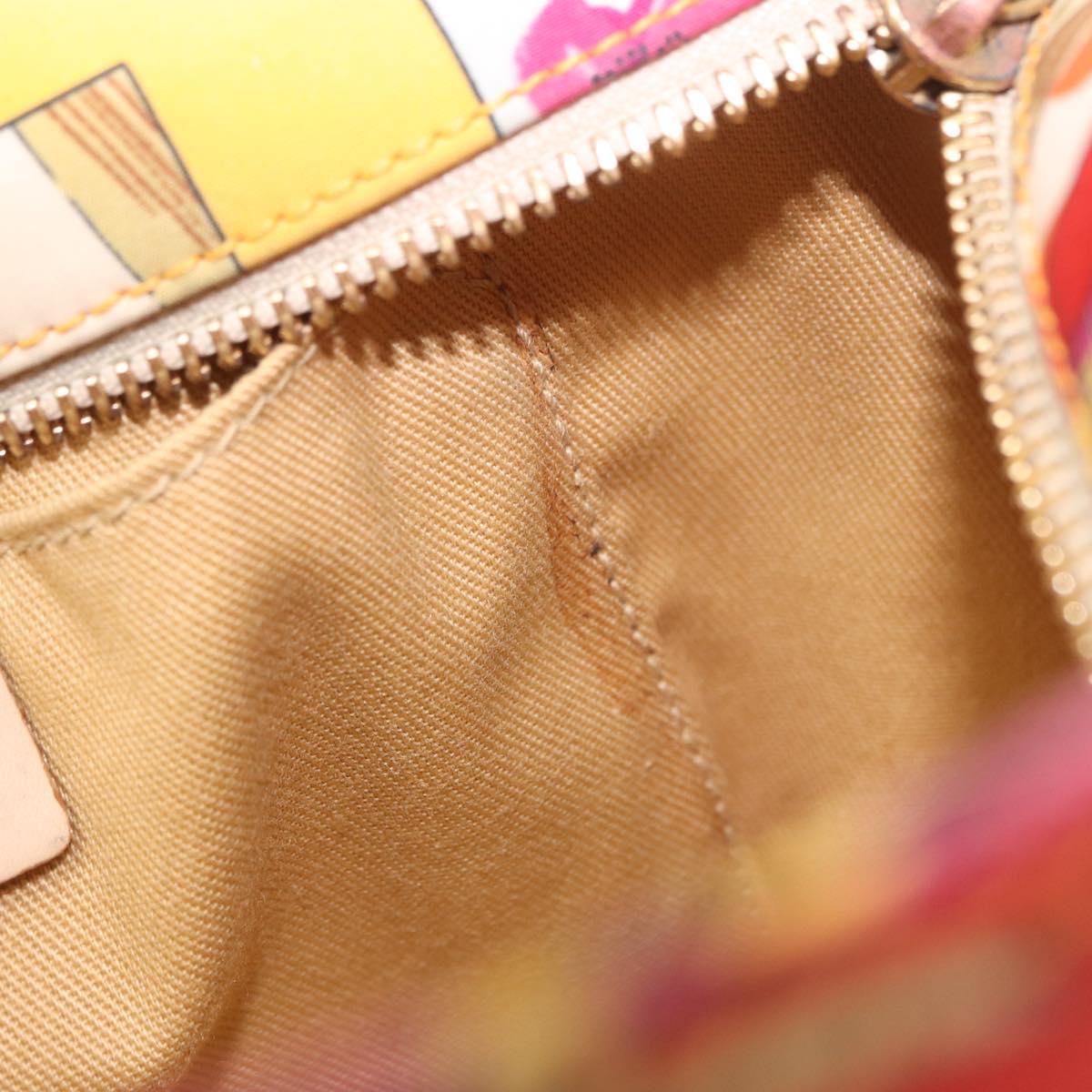 Salvatore Ferragamo Hand Bag Canvas Multicolor Gold Auth 190954