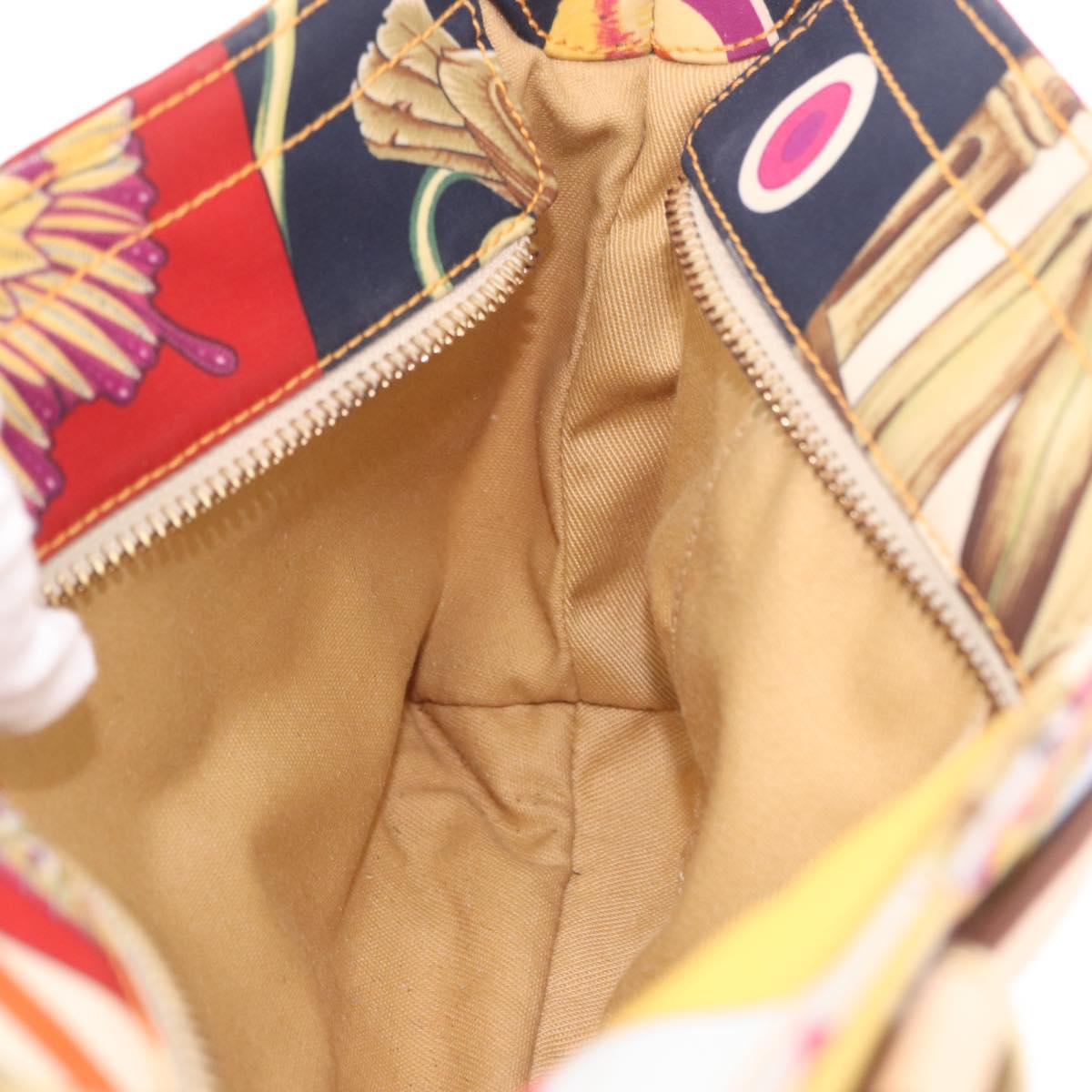 Salvatore Ferragamo Hand Bag Canvas Multicolor Gold Auth 190954
