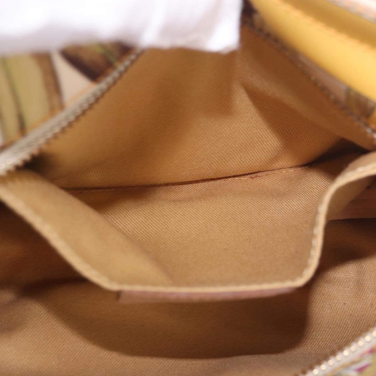 Salvatore Ferragamo Hand Bag Canvas Multicolor Gold Auth 190954