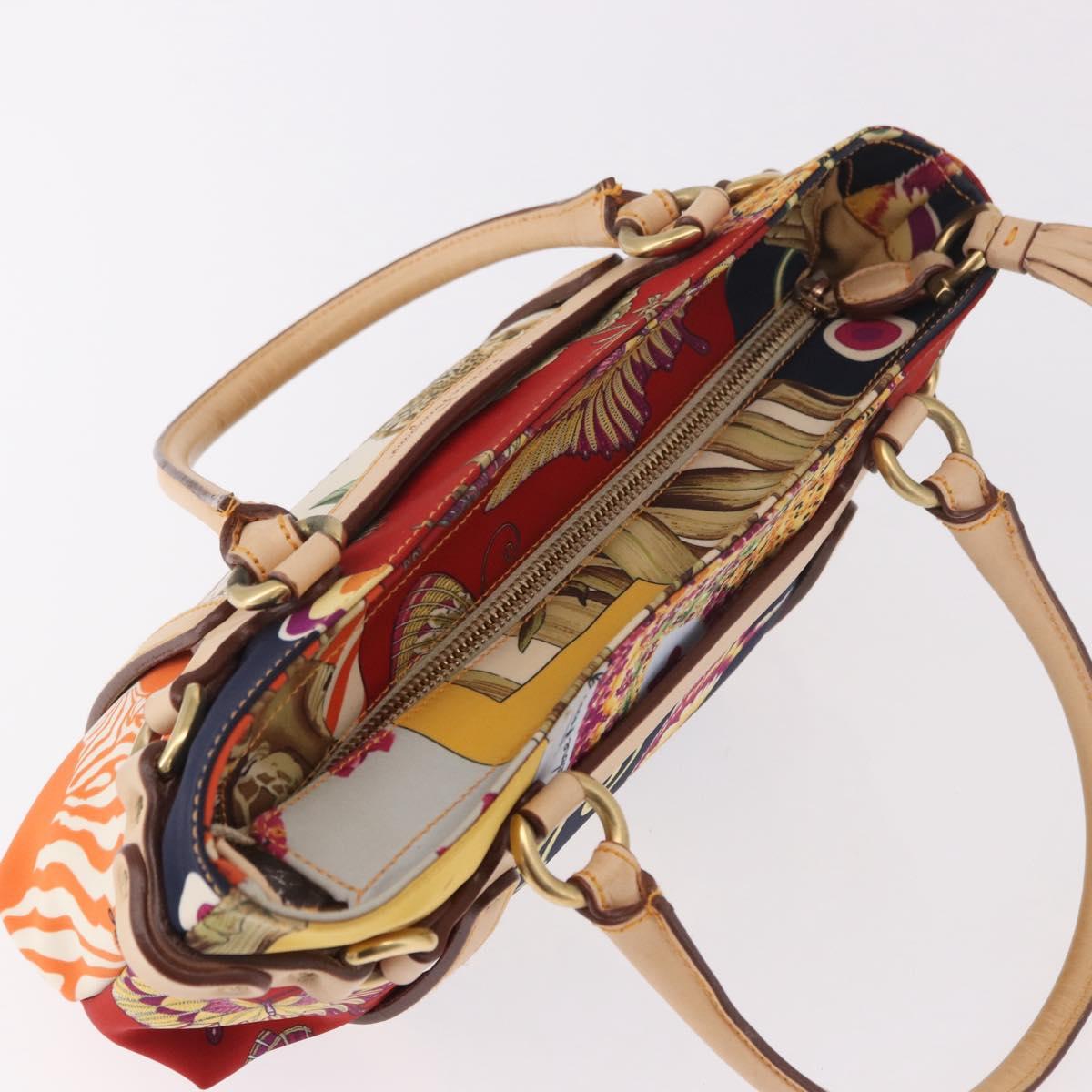 Salvatore Ferragamo Hand Bag Canvas Multicolor Gold Auth 190954
