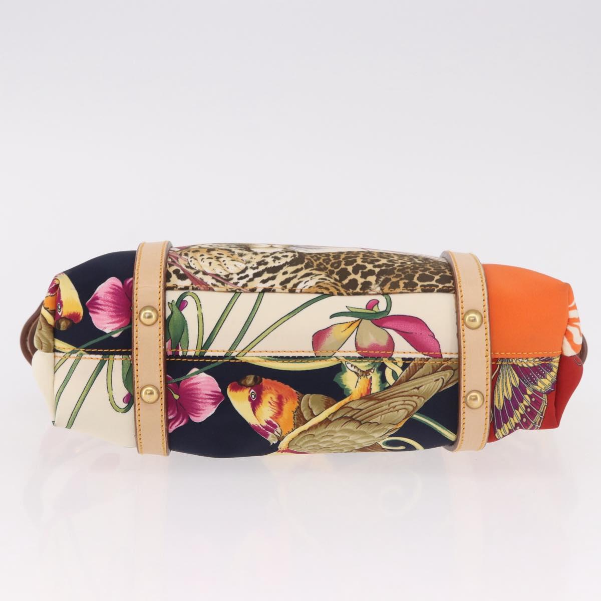 Salvatore Ferragamo Hand Bag Canvas Multicolor Gold Auth 190954
