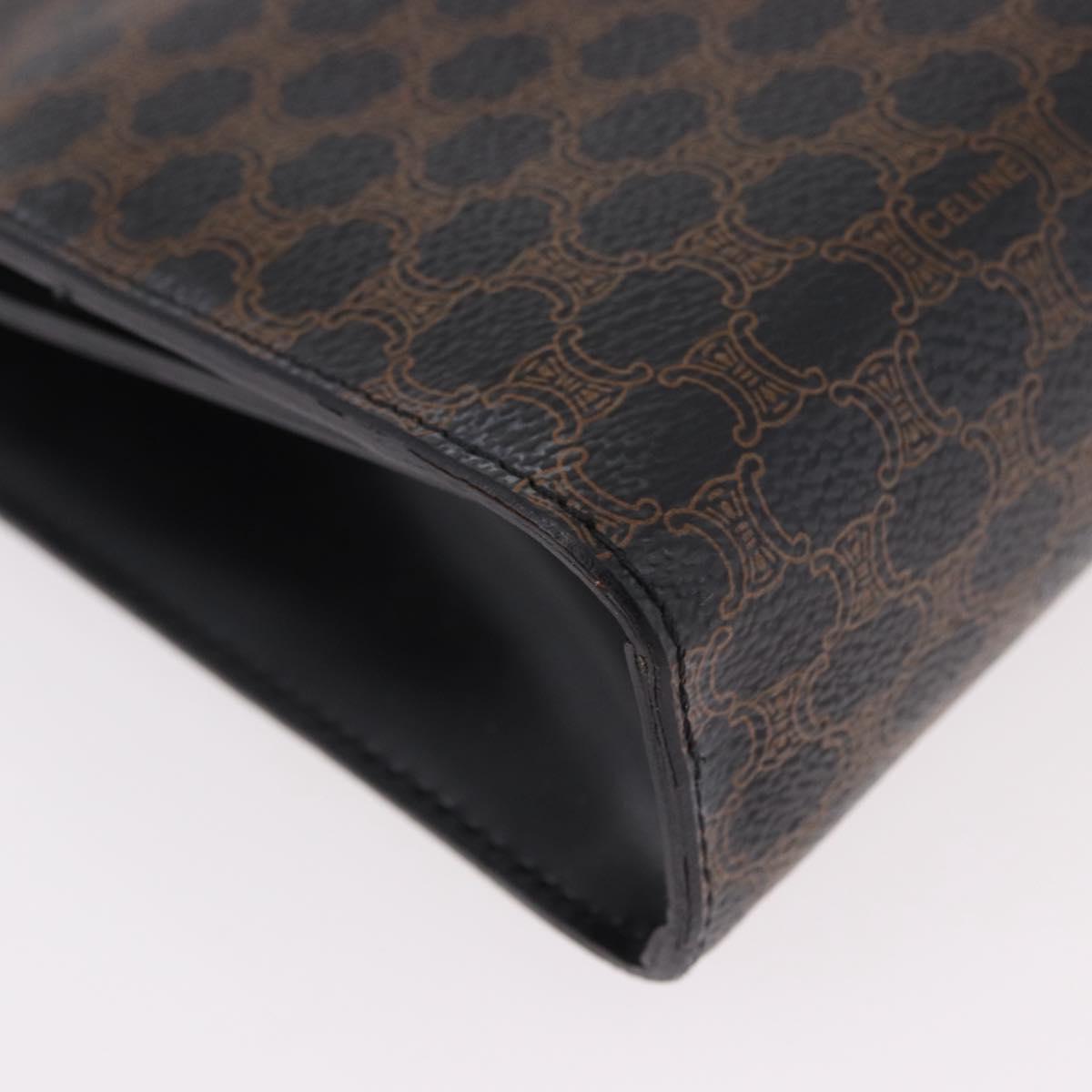 CELINE Macadam Hand Bag PVC Leather Black Gold Auth 190956A