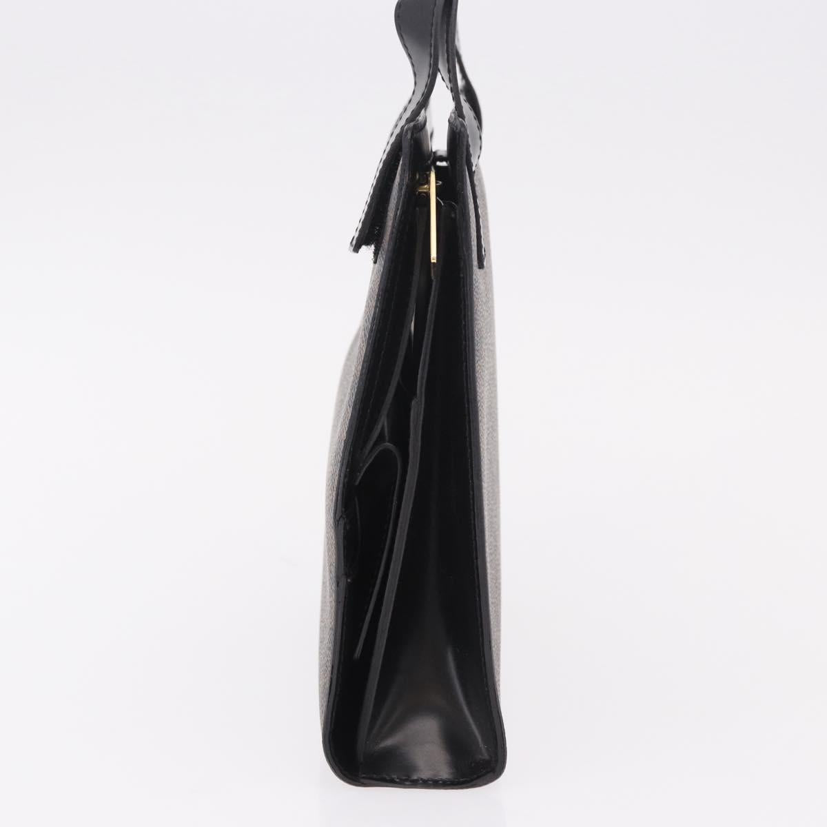 CELINE Macadam Hand Bag PVC Leather Black Gold Auth 190956A