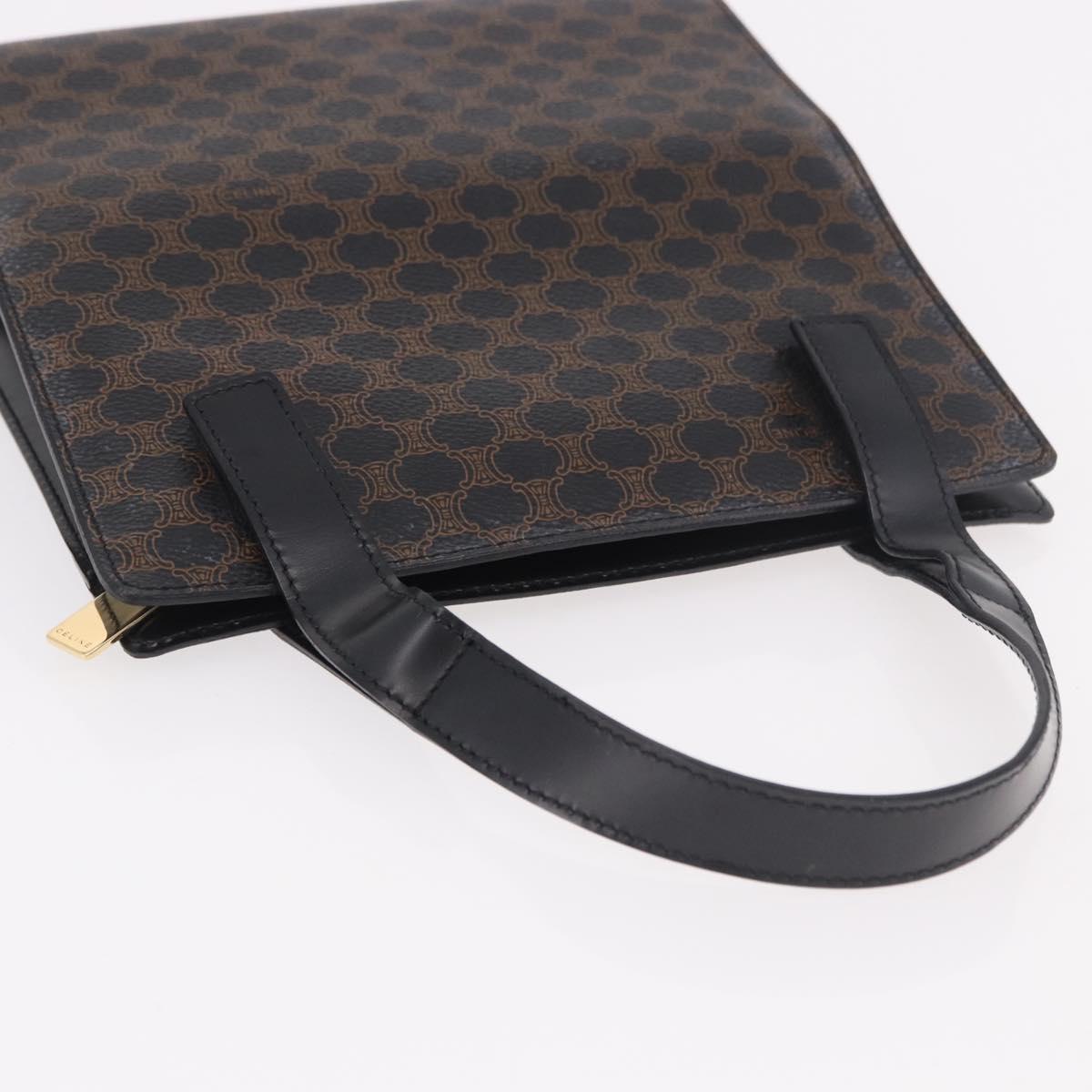 CELINE Macadam Hand Bag PVC Leather Black Gold Auth 190956A
