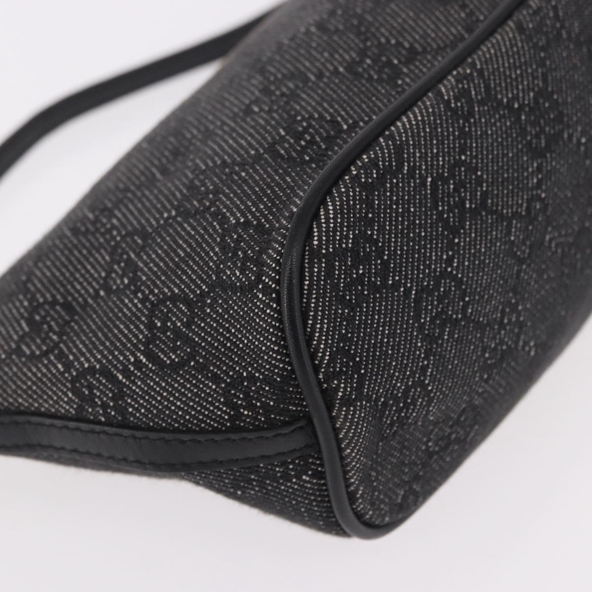GUCCI GG Canvas Accessory Pouch Black Gold 07198 Auth 190961A