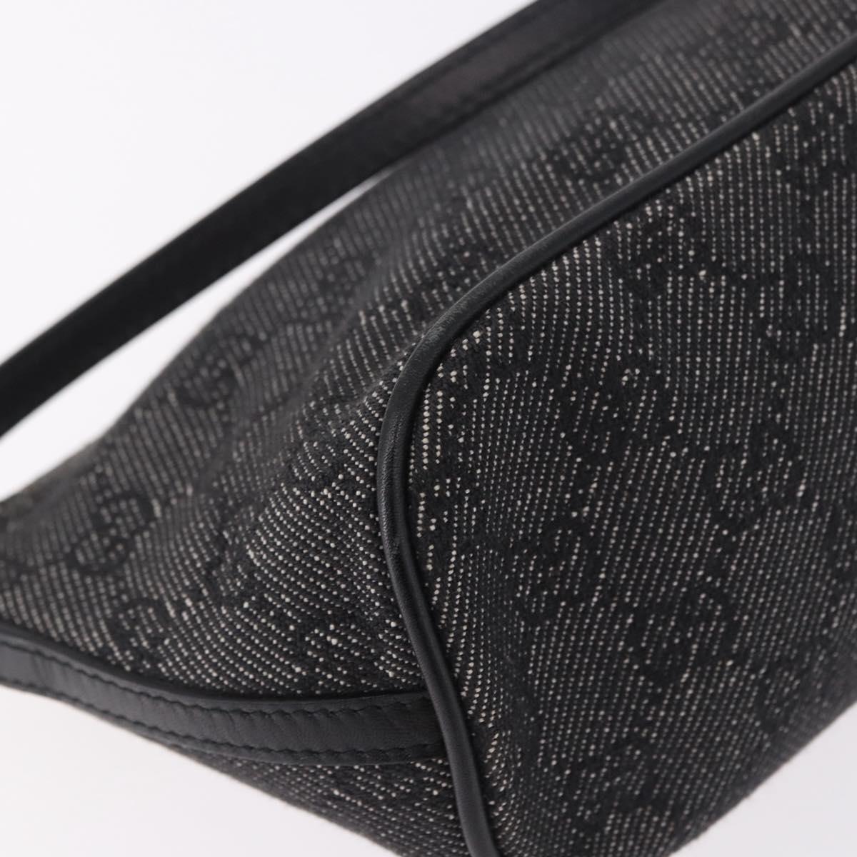 GUCCI GG Canvas Accessory Pouch Black Gold 07198 Auth 190961A