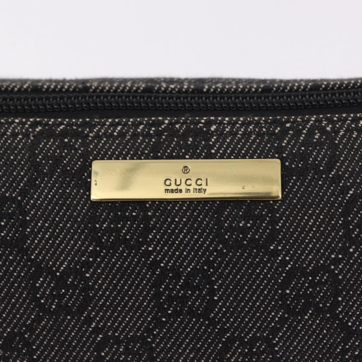 GUCCI GG Canvas Accessory Pouch Black Gold 07198 Auth 190961A