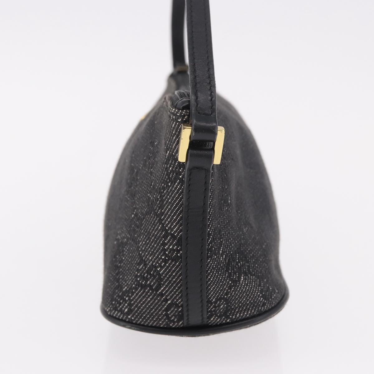 GUCCI GG Canvas Accessory Pouch Black Gold 07198 Auth 190961A