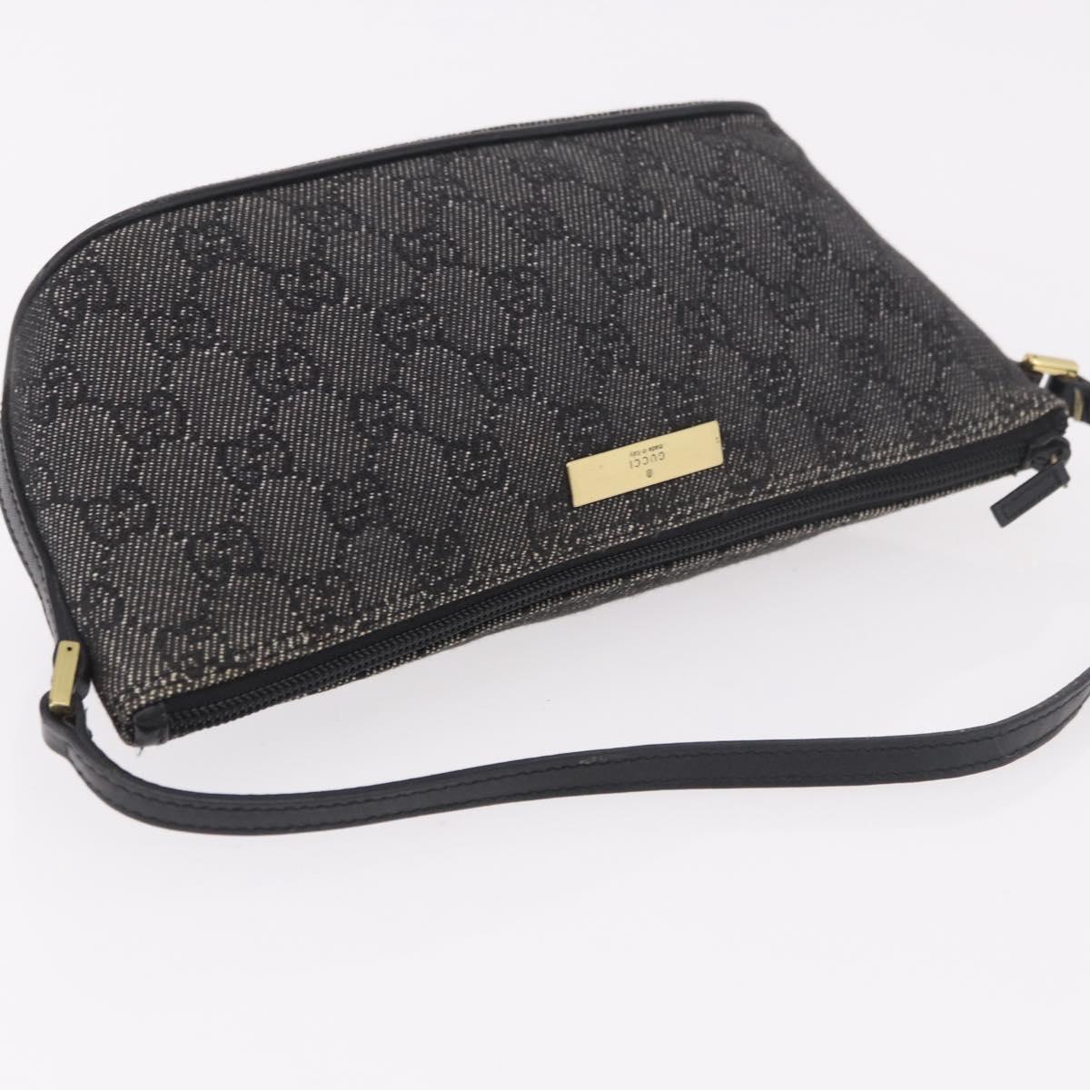 GUCCI GG Canvas Accessory Pouch Black Gold 07198 Auth 190961A