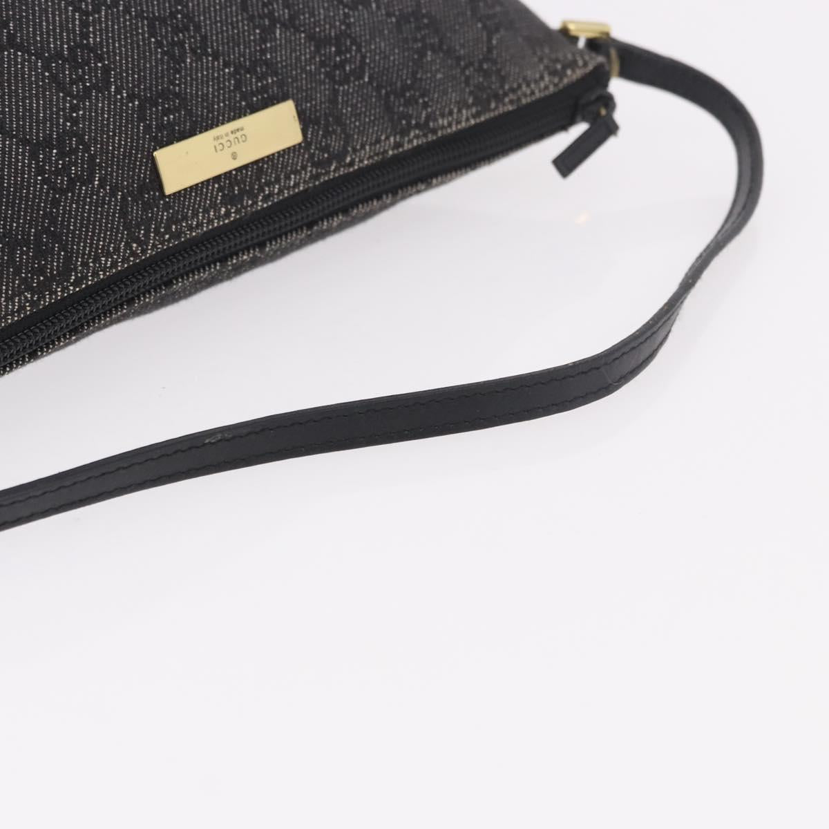 GUCCI GG Canvas Accessory Pouch Black Gold 07198 Auth 190961A