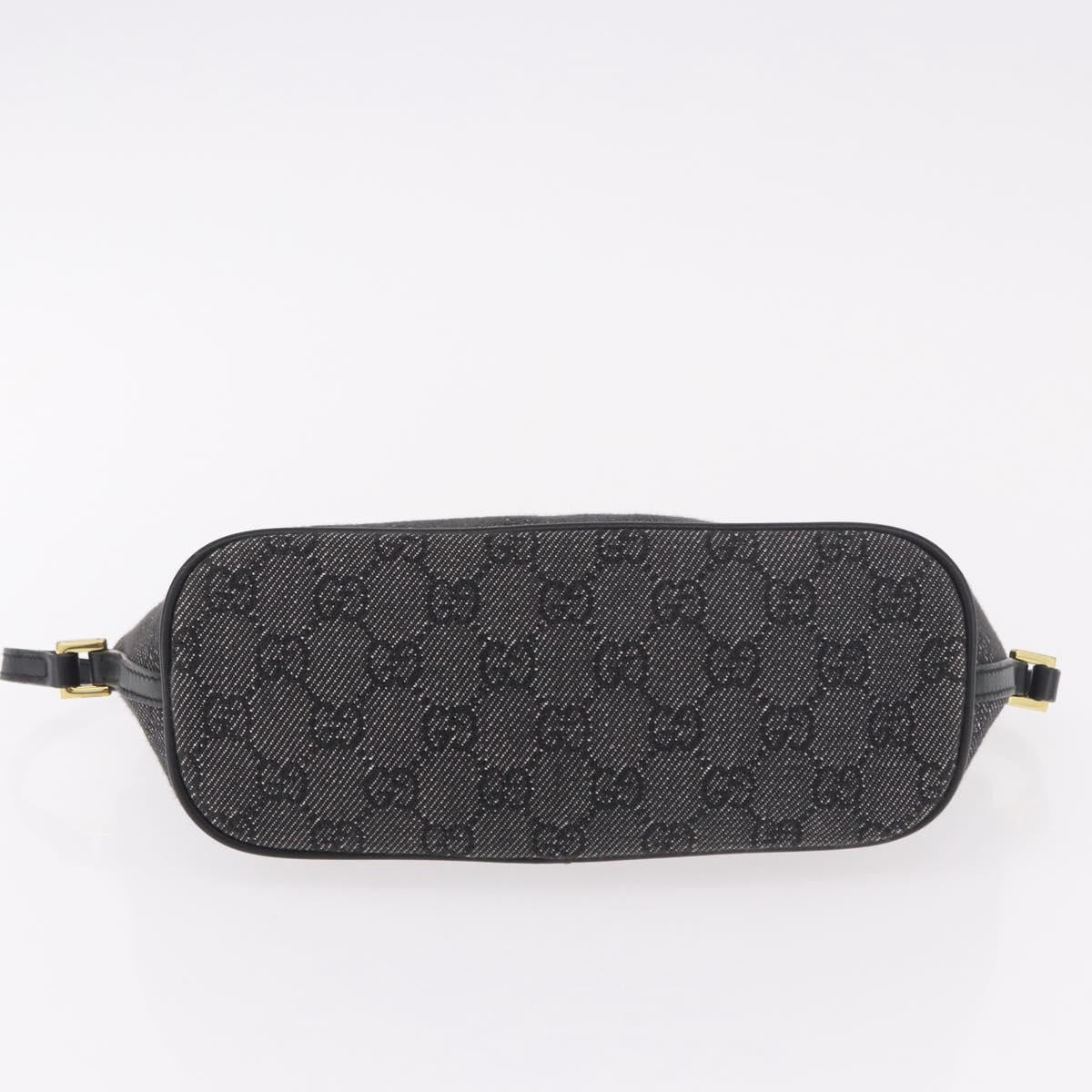 GUCCI GG Canvas Accessory Pouch Black Gold 07198 Auth 190961A