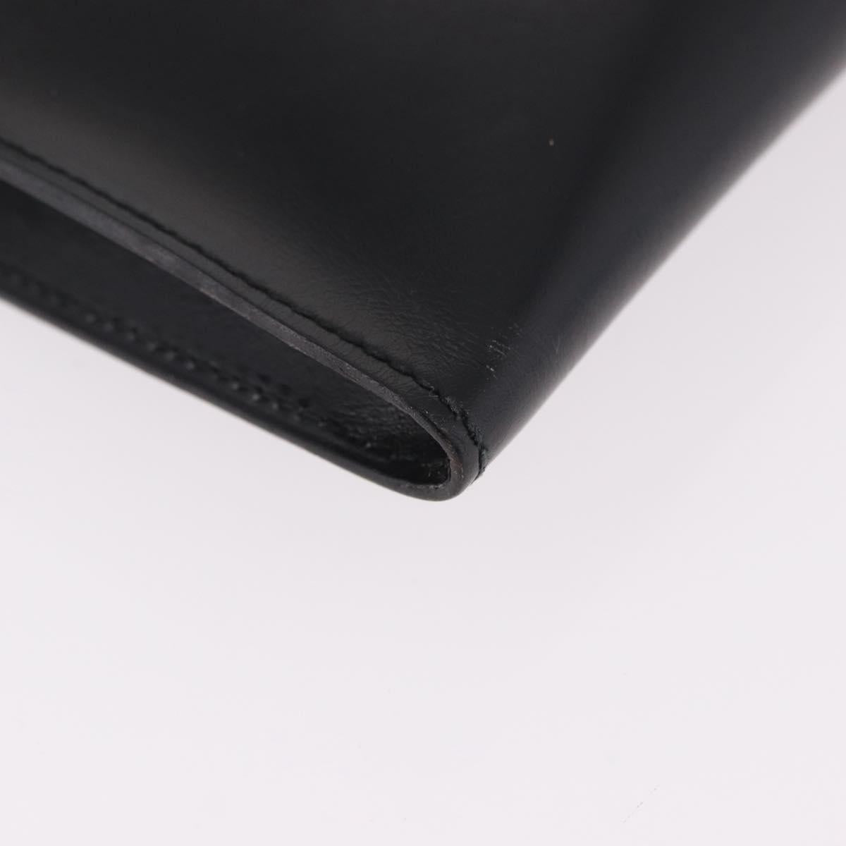 HERMES Pochetto Rio Clutch Bag Leather Black Gold Auth 190962M