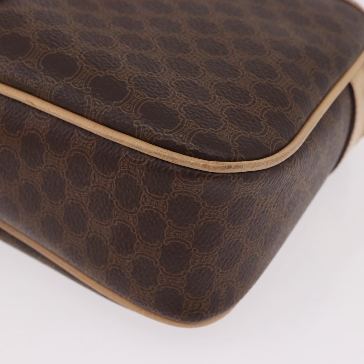 CELINE Macadam Shoulder Bag PVC Leather Brown Gold Auth 190963A