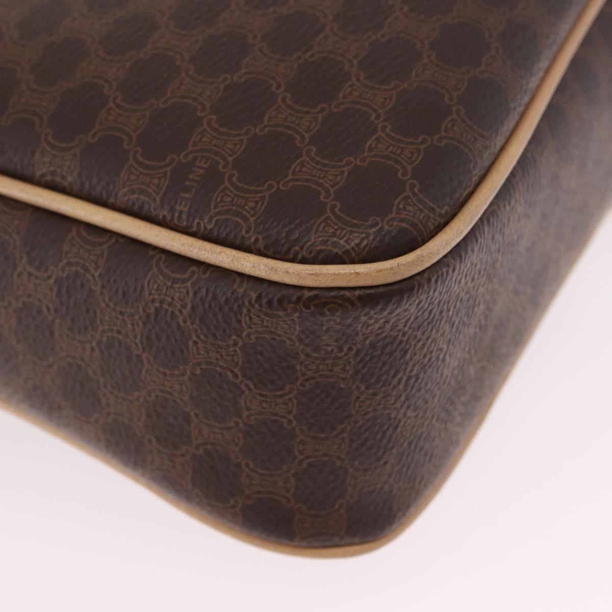 CELINE Macadam Shoulder Bag PVC Leather Brown Gold Auth 190963A
