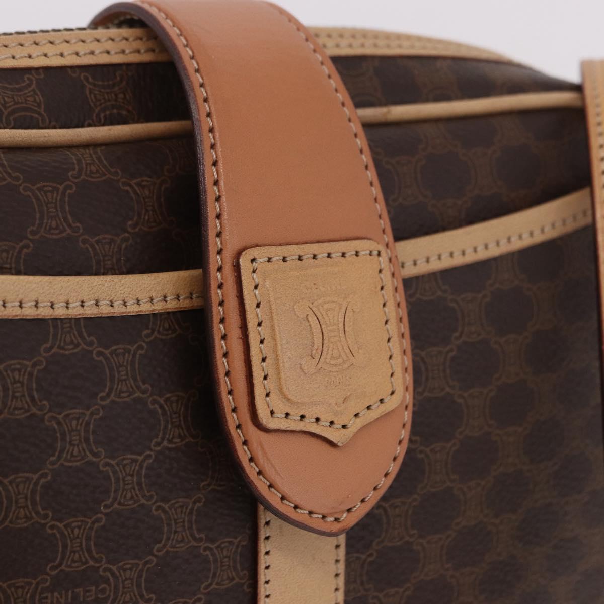 CELINE Macadam Shoulder Bag PVC Leather Brown Gold Auth 190963A