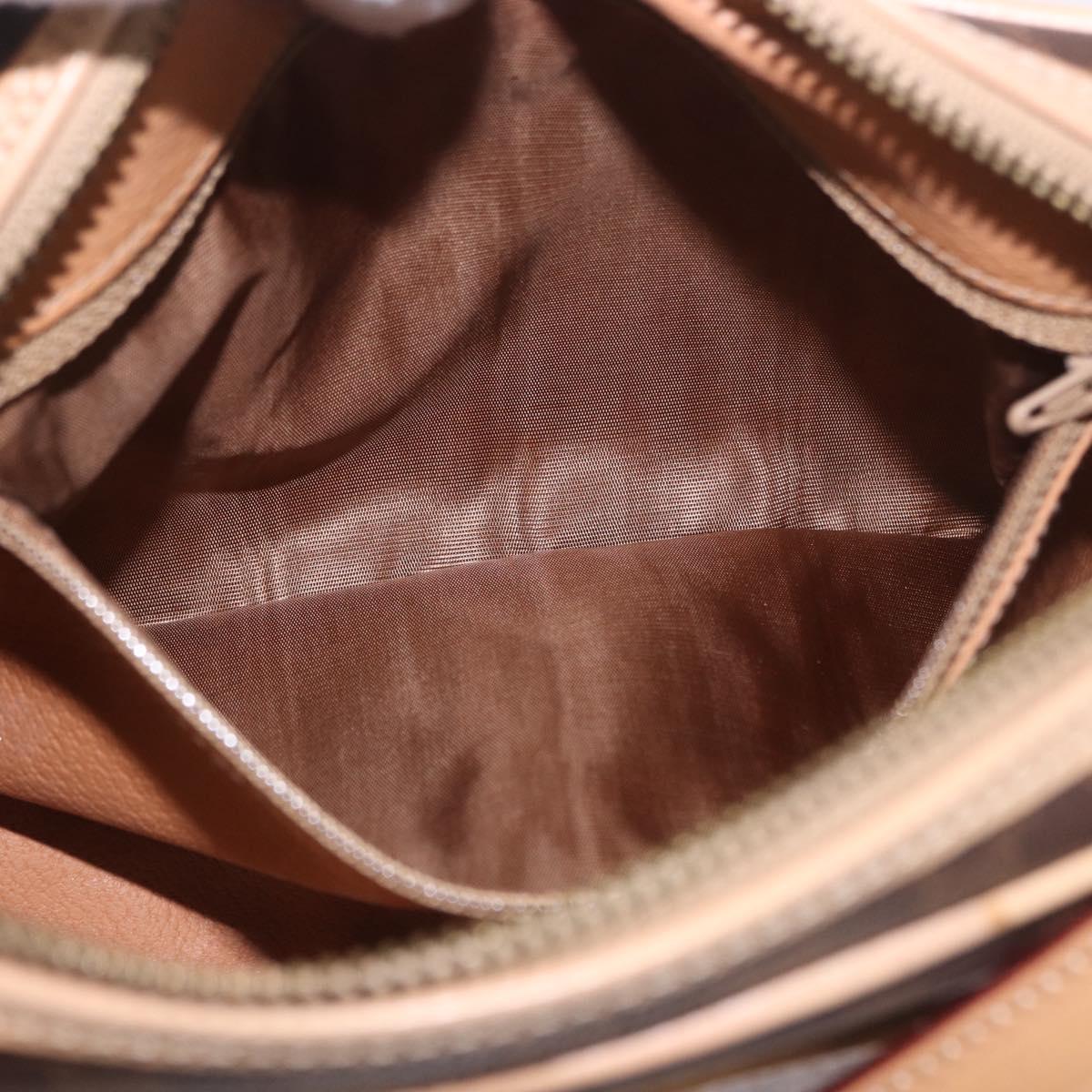 CELINE Macadam Shoulder Bag PVC Leather Brown Gold Auth 190963A
