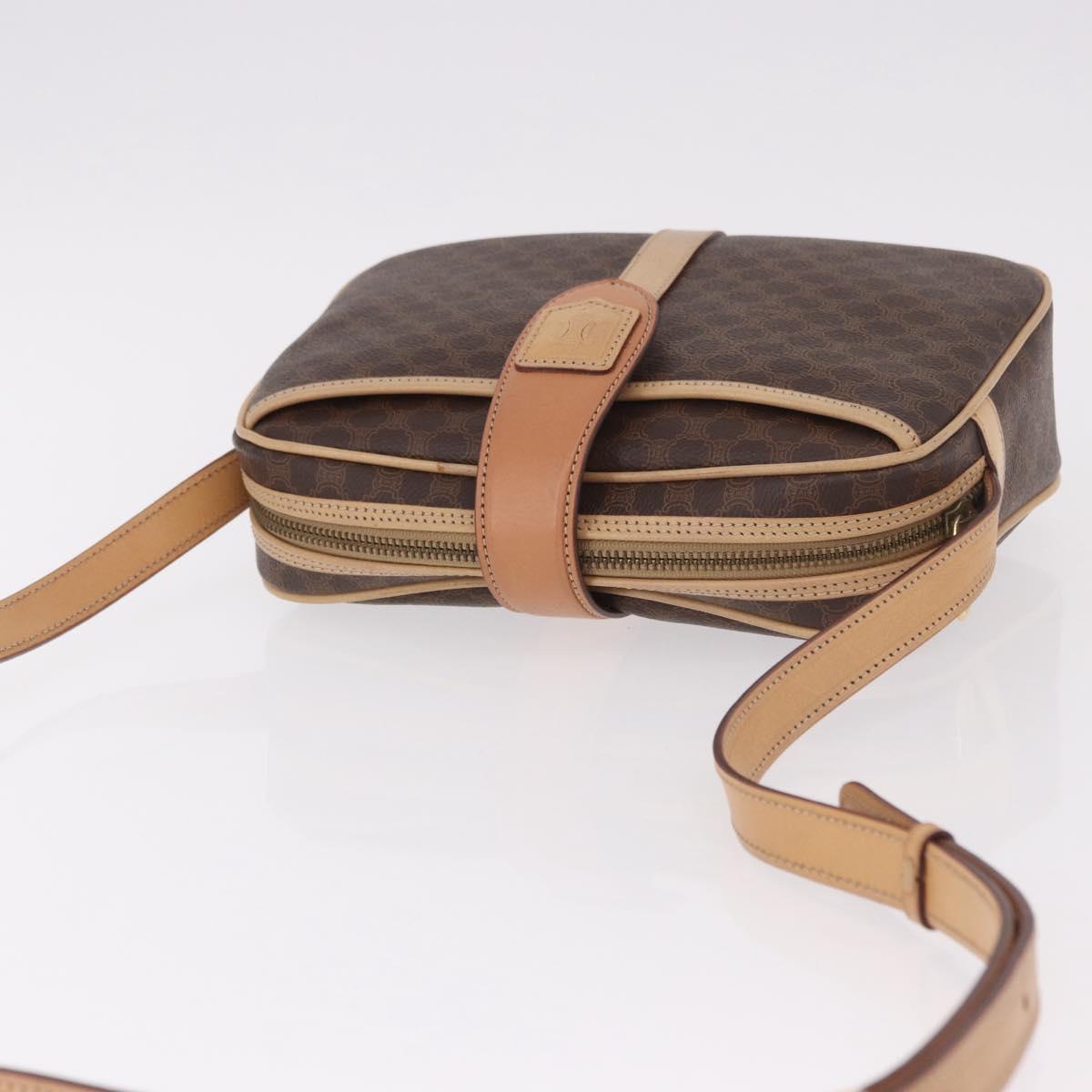 CELINE Macadam Shoulder Bag PVC Leather Brown Gold Auth 190963A