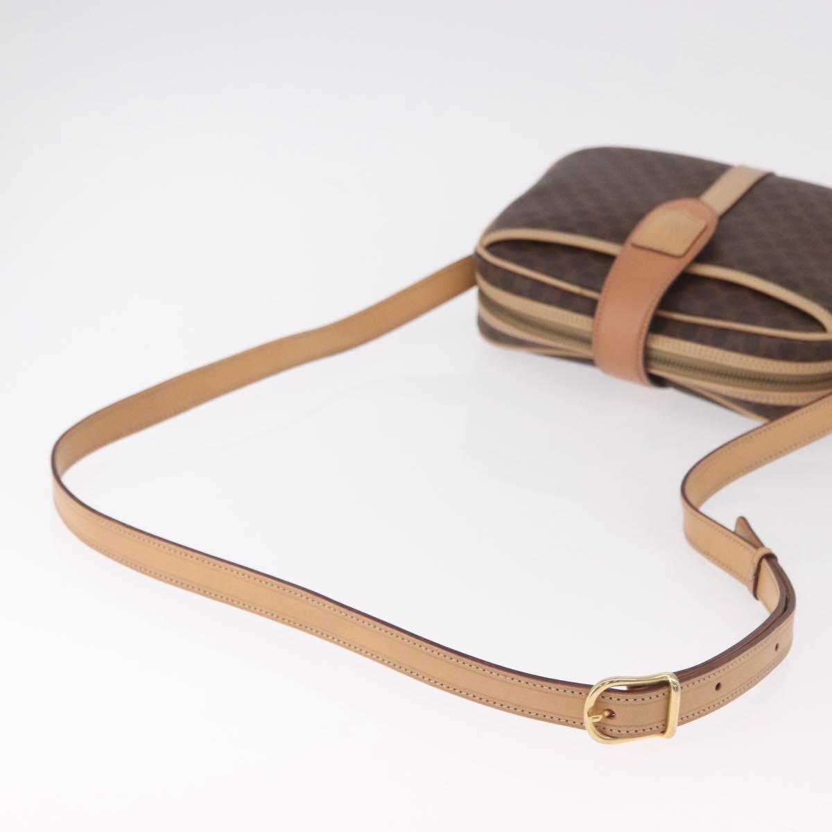 CELINE Macadam Shoulder Bag PVC Leather Brown Gold Auth 190963A