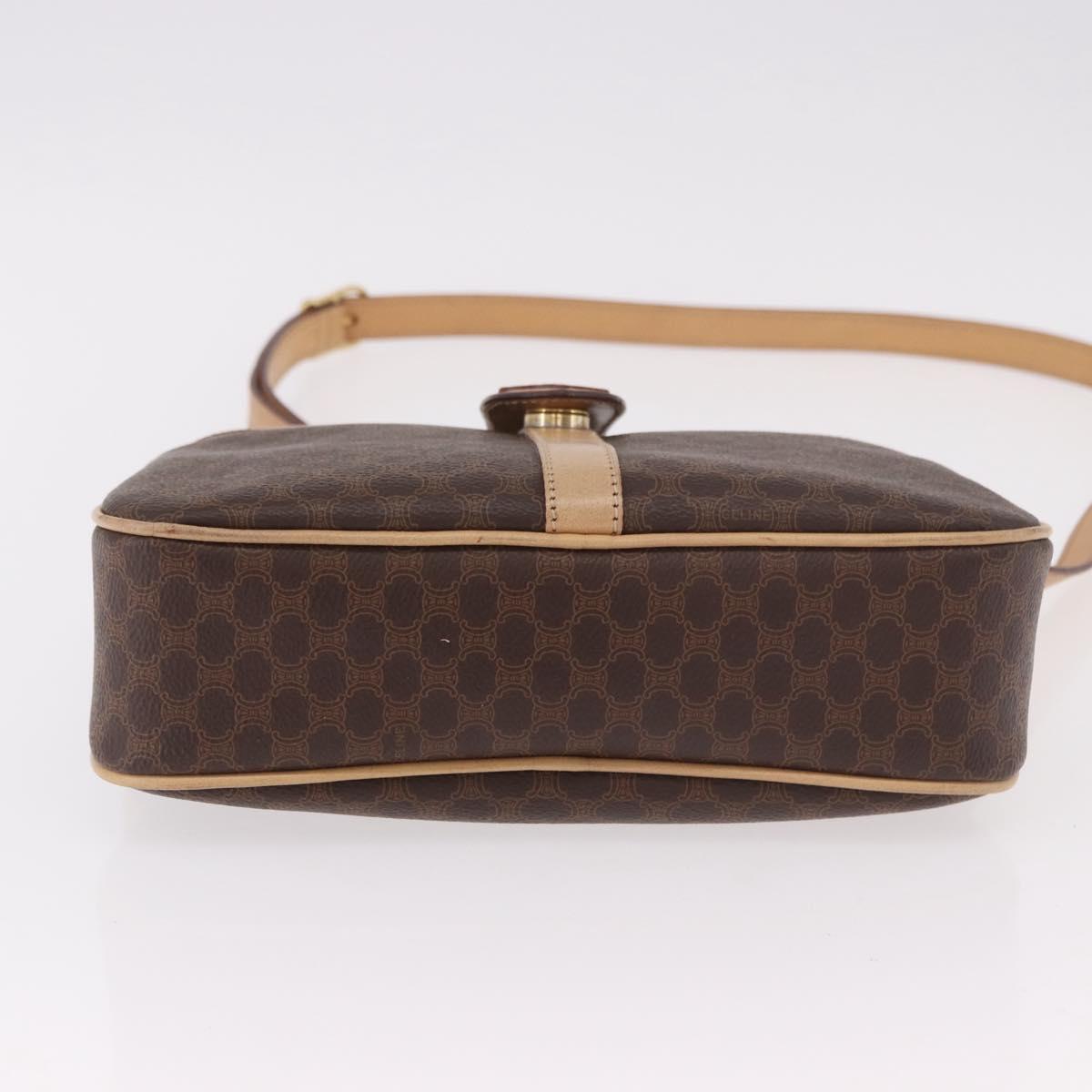 CELINE Macadam Shoulder Bag PVC Leather Brown Gold Auth 190963A