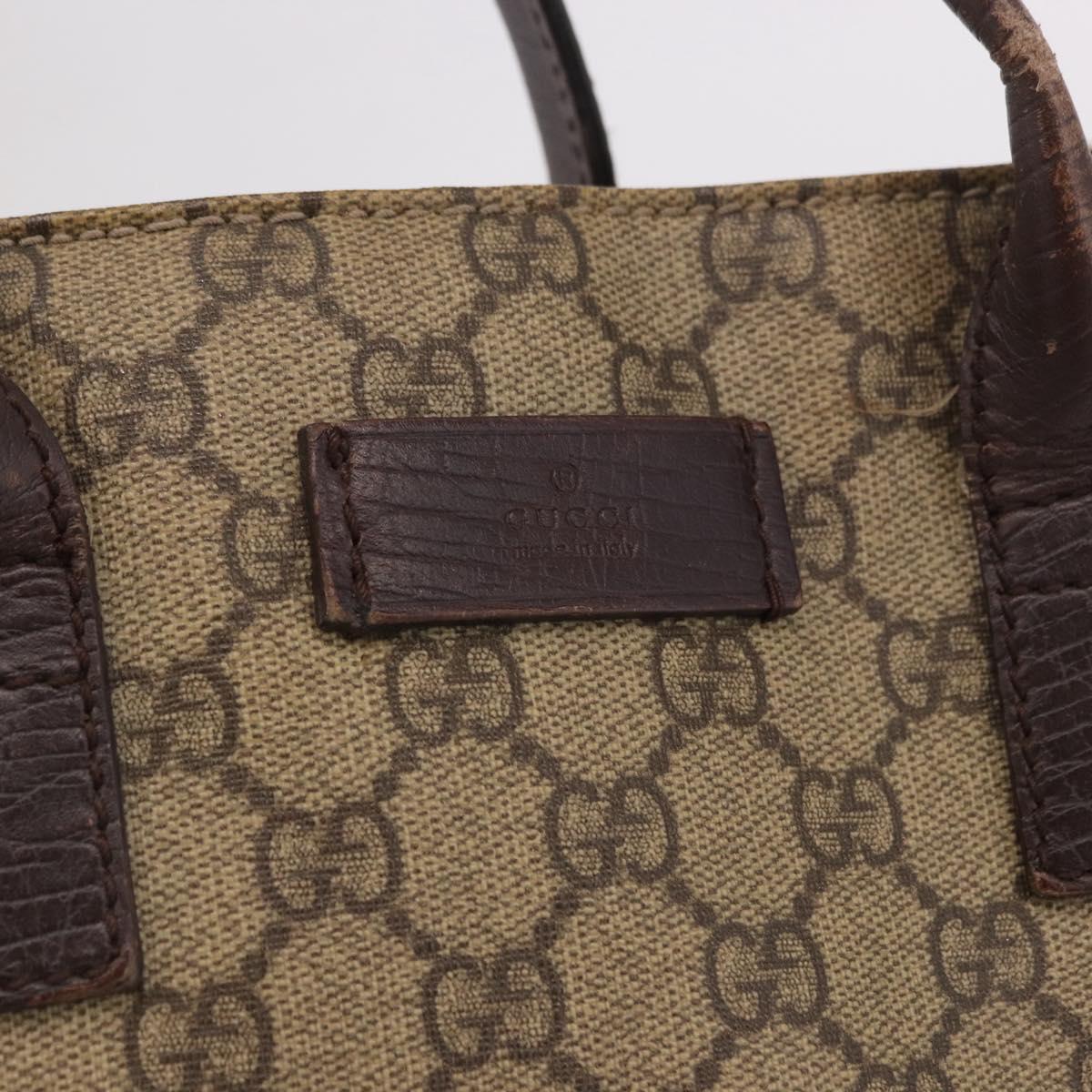 GUCCI GG Supreme Tote Bag PVC Leather Beige 91249 Auth 190967