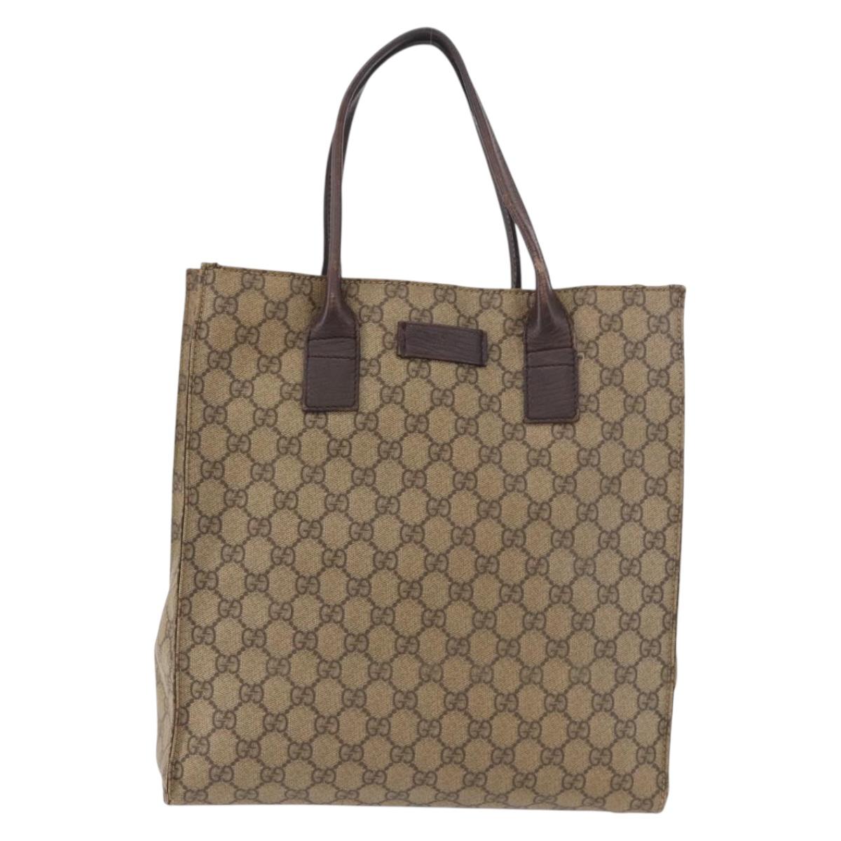 GUCCI GG Supreme Tote Bag PVC Leather Beige 91249 Auth 190967