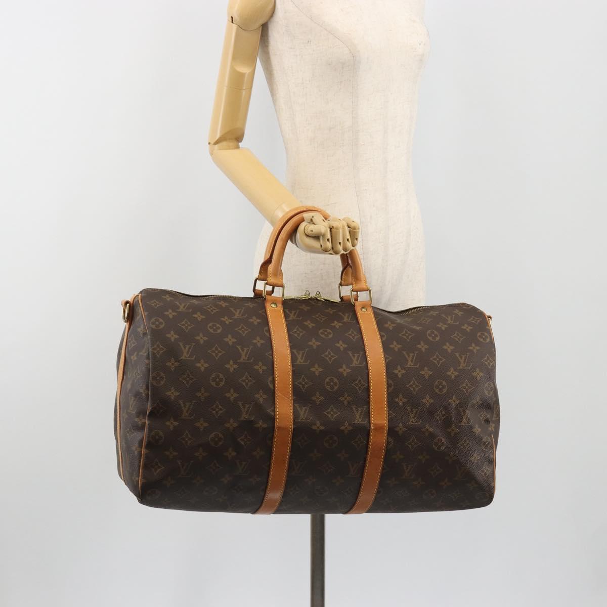 LOUIS VUITTON Monogram Keepall Bandouliere 50 Boston Bag M41416 LV Auth 190968A