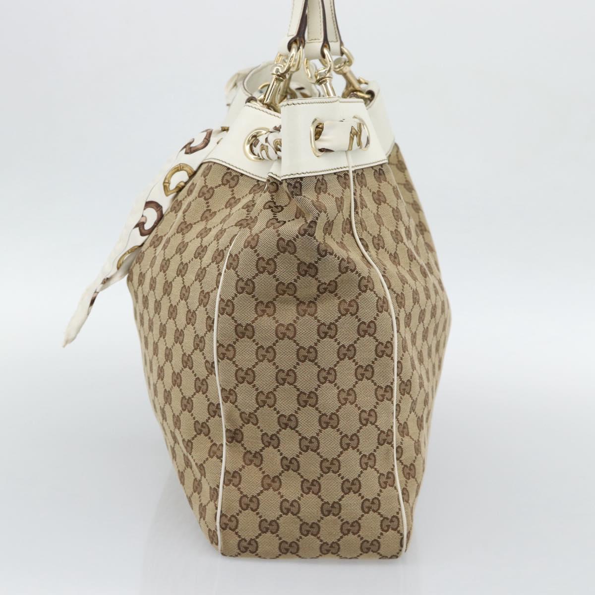 GUCCI GG Canvas Tote Bag Beige Gold 153695 Auth 190971A