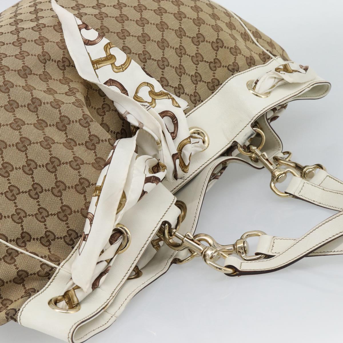 GUCCI GG Canvas Tote Bag Beige Gold 153695 Auth 190971A