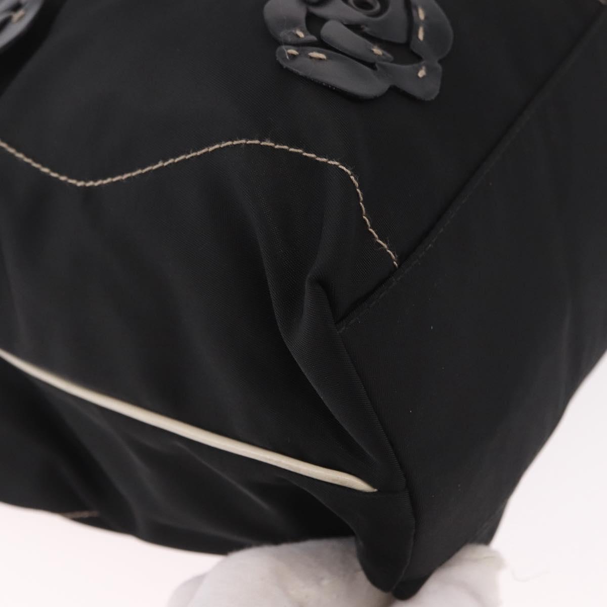 PRADA Tote Bag Nylon Black Silver Auth 190972A