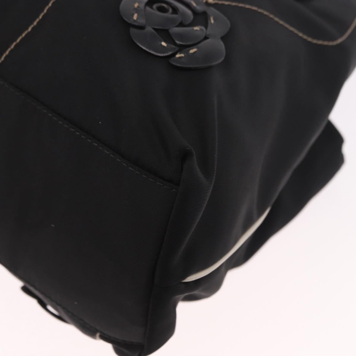 PRADA Tote Bag Nylon Black Silver Auth 190972A