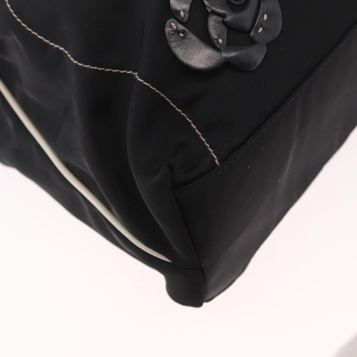 PRADA Tote Bag Nylon Black Silver Auth 190972A
