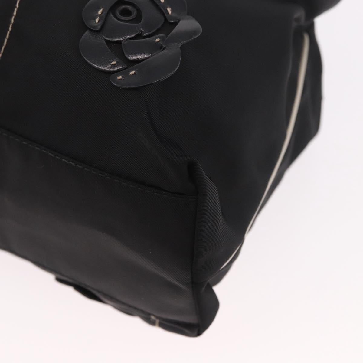 PRADA Tote Bag Nylon Black Silver Auth 190972A