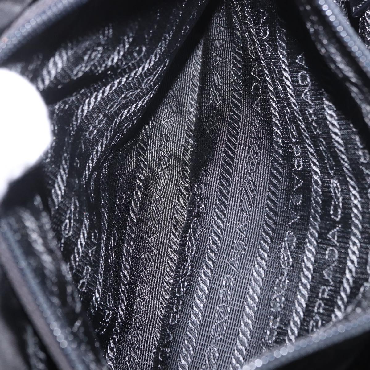 PRADA Tote Bag Nylon Black Silver Auth 190972A