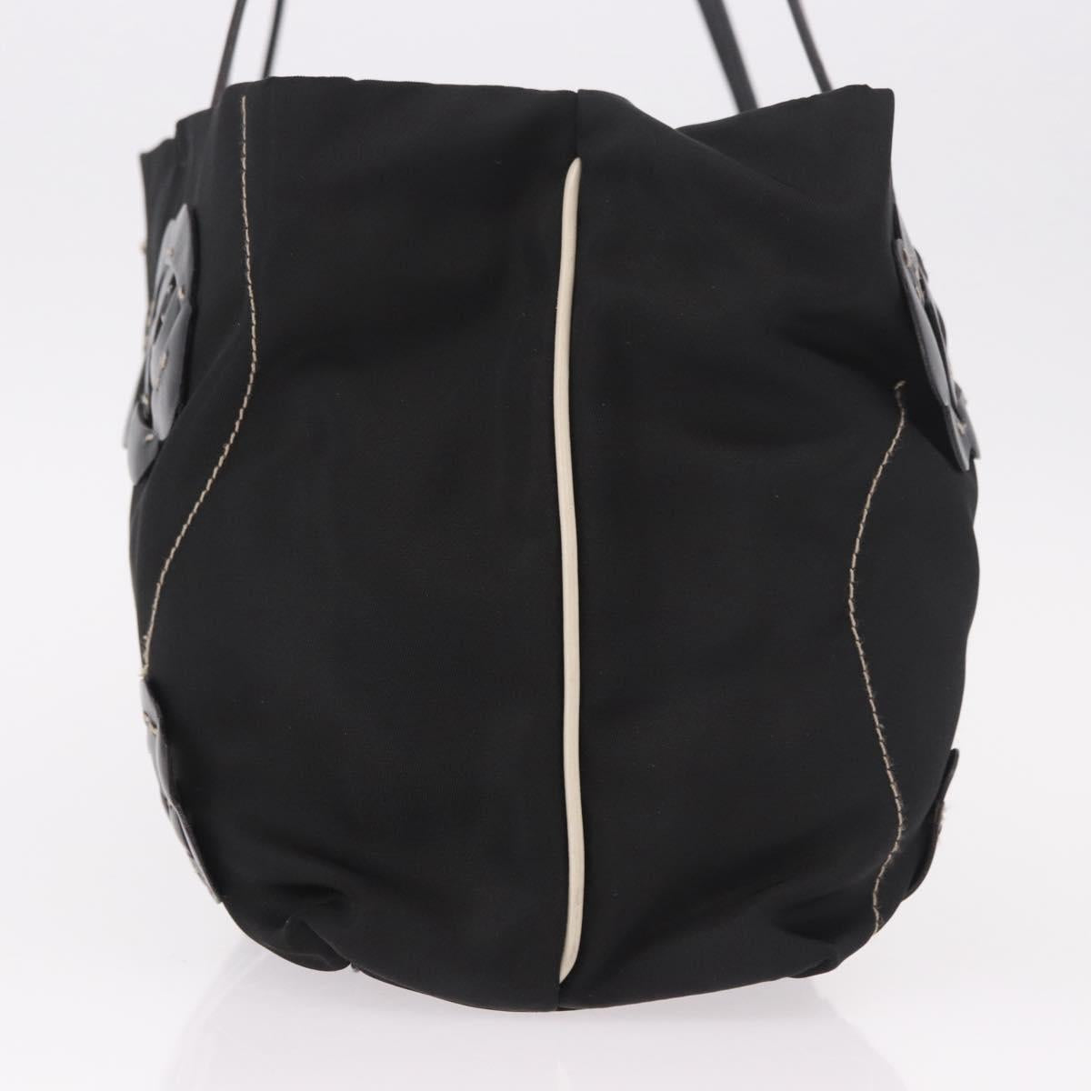 PRADA Tote Bag Nylon Black Silver Auth 190972A