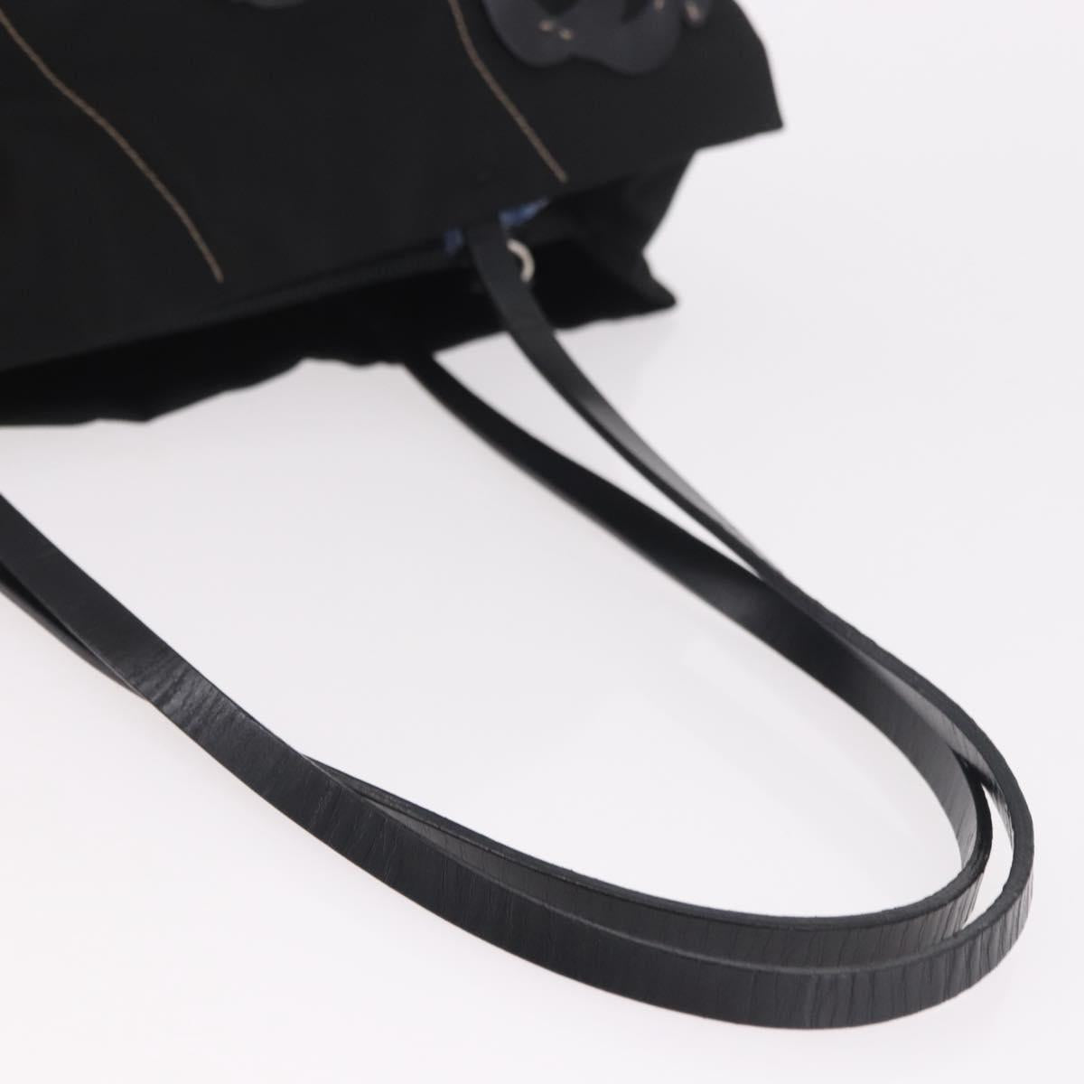 PRADA Tote Bag Nylon Black Silver Auth 190972A