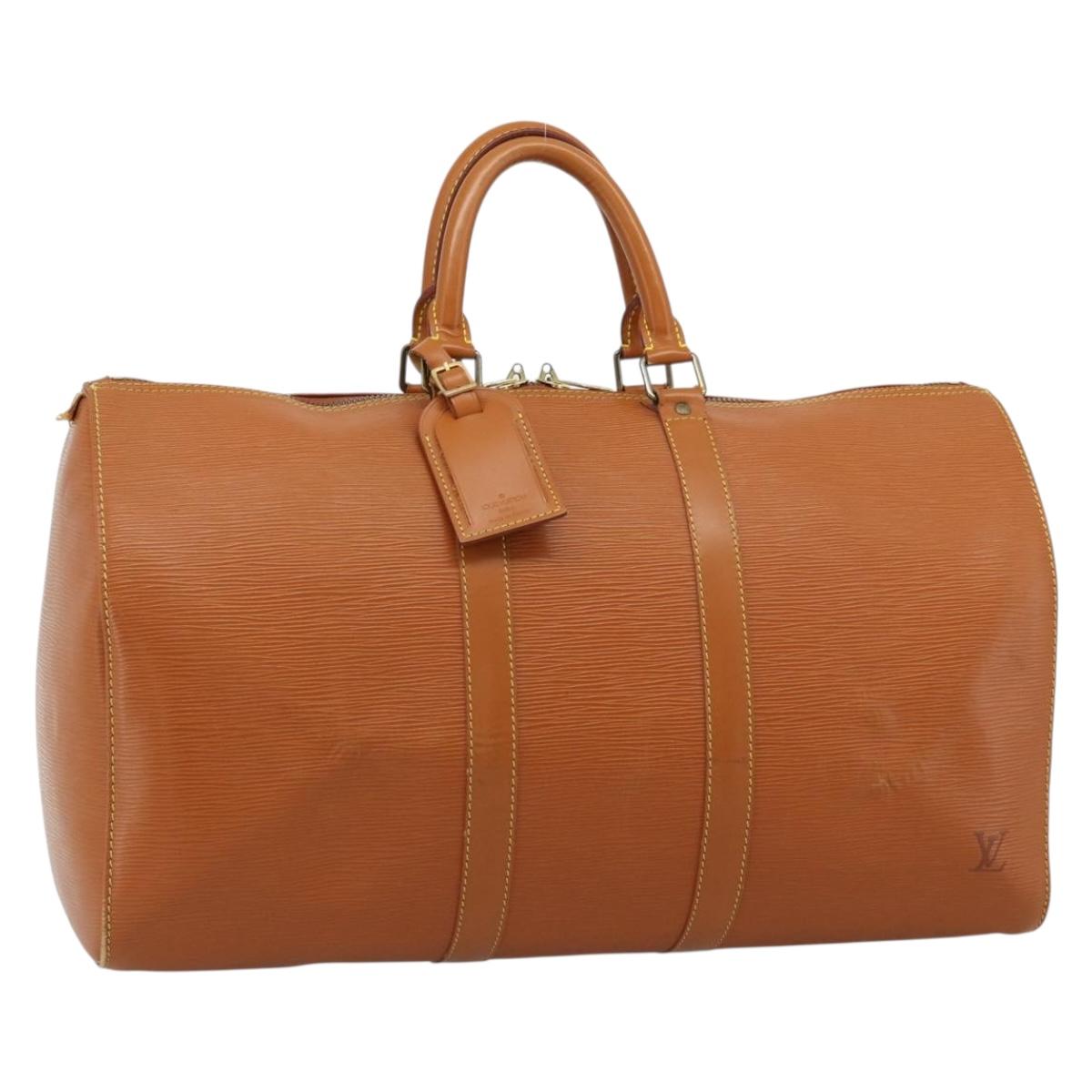LOUIS VUITTON Epi Keepall 45 Boston Bag Brown Zipangu Gold M42978 LV Auth 190973