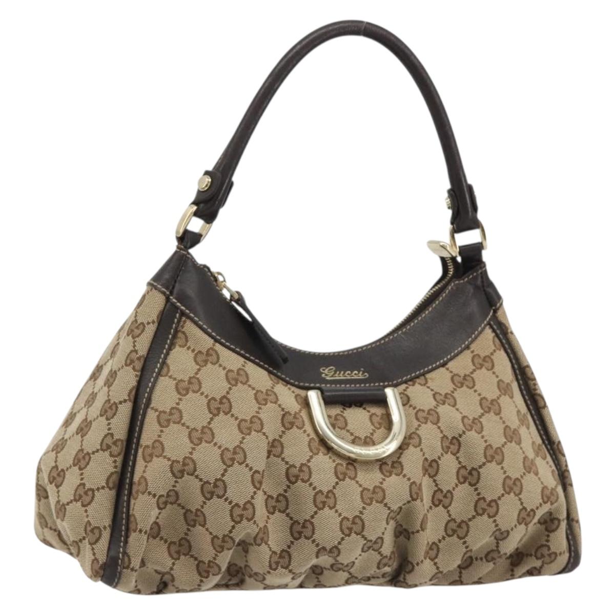 GUCCI GG Canvas Abbey Shoulder Bag Beige Gold 190525 Auth 190974SAV