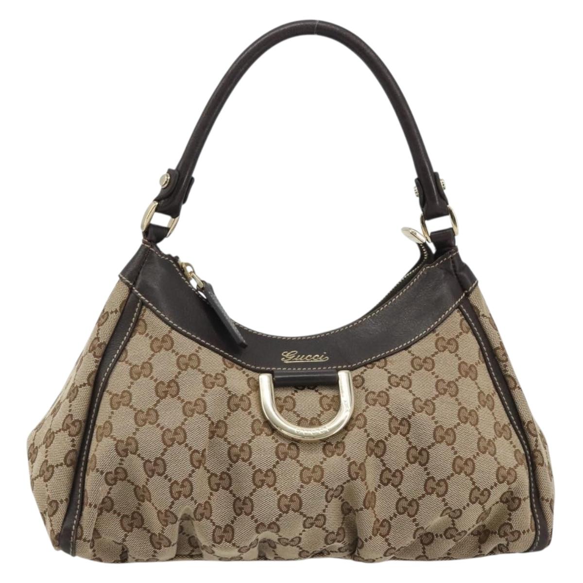 GUCCI GG Canvas Abbey Shoulder Bag Beige Gold 190525 Auth 190974SAV